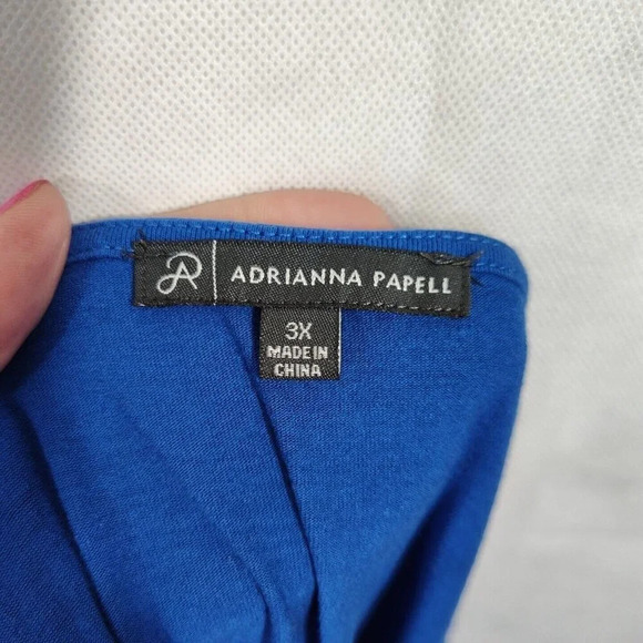 Adrianna Papell Blue Tunic Top Embroidered Women Size 3X Short Sleeve Scoop Neck - Picture 5 of 7